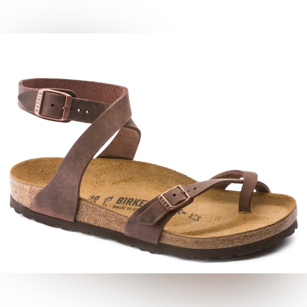 Birkenstock Brown Sandals with Cork Footbed and Leather Straps